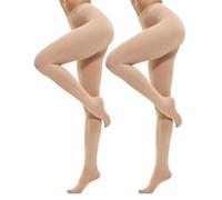 CozyWow Collant da donna semi solido opaco 80D da donna (2x Beige,L-XL)