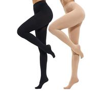CozyWow Collant da donna semi solido opaco 80D da donna (Nero + Beige,L-XL)