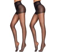 CozyWow Collant Donna 20 Denier - Vita Alta, Effetto Seta & Punta Rinforzata 2X Nero XL