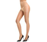 CozyWow Collant Donna 40 Denier - Vita Alta, Effetto Seta & Punta Rinforzata Beige M