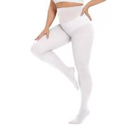 CozyWow Collant Donna Super Taglia Collant Donna Curvy in Microfibra Taglie Forti Opaco Leggings di Vita Alta Elastico Traspirante Resistente Collants,Bianco,XL