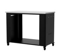 cozze® | Cucina da esterno 115 aperta | Piano in acciaio inox SS430 | Design modulare | Con 6 ganci porta utensili | Ruote Ø75 mm | Struttura in acciaio verniciato nero