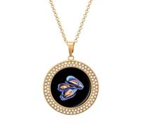 Cozze frutti di mare collana di diamanti multicolore brillante ciondolo rotondo personalizzato fascino gioielli regali per le donne, Stile dorato, Taglia unica