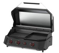 Cozze® G-800 COMBO Plancha Grill - 3 fuochi a gas con piastra - 50 mbar - Outdoor Grill con 9,5 kW di potenza e termometro digitale - incl. regolatore di pressione e griglia scaldabagno