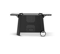 Cozze® Tavolo Premium per serie 800 - Supporto per Plancha 800 con ripiani laterali richiudibili, 6 ganci e ruote, struttura in acciaio nero