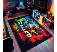 Cozzmats Tappeto Con Controller Di Gioco 140 x 180 cm, Tappeto Antiscivolo Con Decorazioni Graffiti, Per Gamer E Adolescenti, Ideale Per Camera Da Letto, Soggiorno, O Stanza Dei Giochi (C)