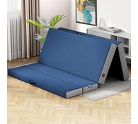 Cozzzi Materasso pieghevole full size per pavimento e da viaggio, con fodera rimovibile, leggero e portatile, materasso pieghevole per adulti e bambini, compatto e facile da riporre, blu navy (190,5 x