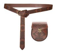 CPAOWEHF Accessorio medievale cintura in rilievo con portamonete Halloween Dressingup Costume Cintura in vita Tasca Cosplay Party Accessorie, Marrone C, L