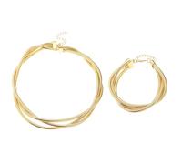CPAOWEHF Esagerato 3 Fili Avvolgere Collana Catena Dei Monili Set Per Le Donne Geometrico Metallo Punk Gioielli Per Gli Amanti Della Moda Collana Esagerata, Misura unica, come descritto, come