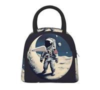 CPAQasg Borsa termica per il pranzo con stampa astronauta sulla luna, per lavoro, scuola, picnic, viaggi, routine quotidiana