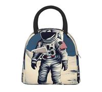 CPAQasg Borsa termica per il pranzo con stampa astronauta sulla luna, per lavoro, scuola, picnic, viaggi, routine quotidiana