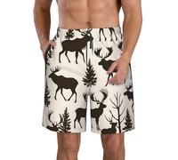 CPAQasg Caccia Cervo Orso Stampa Alce Pantaloncini Comodi Pantaloncini Pratici Costumi Da Bagno Vacanze Estive Giorni Spiaggia Escursioni Casual, bianco, L