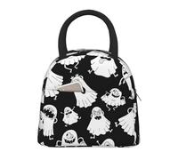 CPAQasg Divertente borsa termica per il pranzo con stampa fantasma bianca, ideale per lavoro, scuola, picnic, viaggi, routine quotidiana