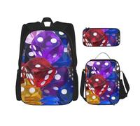 CPAQasg Games Dice Set Stampa Scuola Apprendimento 3-in-1 Zaino Set Leggero Grande Capacità Elegante Funzionale