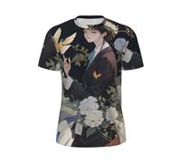 CPAQasg Gardenia - Maglietta estiva da uomo, a maniche corte, leggera, traspirante, per attività all'aperto, Nero , 6XL