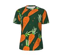 CPAQasg Happy Carrot Print elegante estate uomo manica corta t-shirt leggera traspirante attività all'aperto, Nero , 5XL