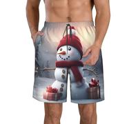 CPAQasg Merry Christmas Carino Pupazzo di Neve 1 Stampa Comodi Pantaloncini Pratici Costume Da Bagno Vacanze Estive Giorni Spiaggia Escursioni, bianco, S