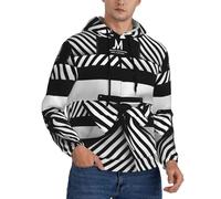 CPAQasg Pullover con cappuccio bianco nero delle felpe degli uomini della stampa della banda per l'usura casuale di stratificazione versatile tutta la stagione, Nero , 4XL