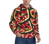 CPAQasg Pullover con cappuccio delle felpe degli uomini della stampa del modello della pizza per l'usura casuale di stratificazione versatile tutta la, Nero , 4XL