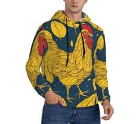 CPAQasg Pullover con cappuccio delle felpe degli uomini della stampa del pollo delle foglie gialle per l'usura casuale di stratificazione versatile tutta la stagione, Nero , L