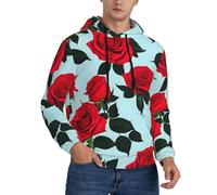 CPAQasg Pullover con cappuccio delle felpe degli uomini della stampa della rosa rossa per l'usura casuale di stratificazione versatile tutta la stagione, Nero , XL