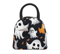 CPAQasg Simpatico fantasma bianco con stampa di Halloween borsa per il pranzo comoda borsa termica per i pasti borsa da lavoro scuola picnic viaggi routine quotidiana