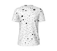 CPAQasg T-shirt a maniche corte da uomo estiva con stampa a pois bianchi e neri alla moda, leggera e traspirante, per attività all'aperto, Nero , 6XL