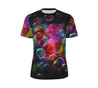 CPAQasg T-shirt a maniche corte da uomo estiva con stampa artistica colorata luminosa leggera e traspirante per attività all'aperto, Nero , 5XL