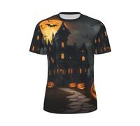 CPAQasg T-shirt da uomo a maniche corte estiva con stampa horror di Halloween, leggera, traspirante, attività all'aperto, Nero , 5XL