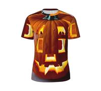 CPAQasg T-shirt estiva da uomo a maniche corte con stampa di zucche autunnali, leggera, traspirante, attività all'aperto, Nero , 5XL