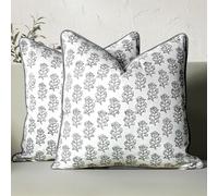CPC - Set di 2 federe per cuscini da divano in 100% cotone, 51 x 51 cm, con stampa a blocco, con cerniera nascosta, in collaborazione con Southern Source, grigio nebbia con