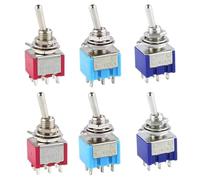 CPDHJMZO 2 Pezzi MTS-202 6 Pin 2 Posizioni Interruttore a levetta 6 Pin ON-ON Mini Interruttore a levetta for commutazione Lampada Luce Interruttore ON-ON 6 A 125 V CA(Light Blue)