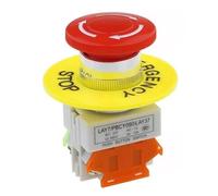 CPDHJMZO Interruttore a Pulsante di Arresto di Emergenza DPST 1NC AC 660V 10A Interruttore Attrezzatura Ascensore Ascensore Blocco Autobloccante Fungo Rosso(Stop Warning Board)
