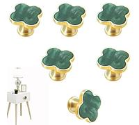 CPELLESSE 6 pomelli per armadi a quadrifoglio, cassetti, armadietto, mobili, maniglie per porta monoforo, colore verde