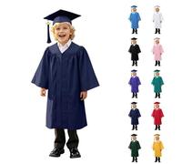 CPIDAH Toga Laurea Bambini Set Con Toga Bambino Accademica Cappello Tocco, Costume Uniforme Per Cerimonia Diploma Asilo Scuola Materna E Primaria Diplomino Foto Ricordo Outfit Blu Reale 7-8 Anni