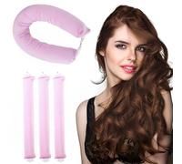 CPJJ 4 Pezzi Bigodino Lungo per Boccoli, Tubo Capelli Mossi,per tutti i tipi di capelli, arricciacapelli senza calore(rosa)