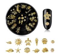 CPJJ Charm per unghie in oro 3D con stelle marine, decorazione per unghie acriliche oceaniche