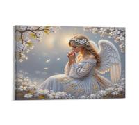 CPLVKWRQJ Angelo in abito bianco Single Angelo prega ciliegio Quadro Sala Pranzo Galleria Dichiarazione 20x30inch(50x75cm)