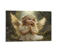 CPLVKWRQJ Angelo Ragazza Pregando Single Piccolo angelo prega foresta Quadro Sala Pranzo Galleria Focale Risparmio Spazio 20x30inch(50x75cm)