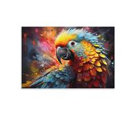 CPLVKWRQJ Colorato ritratto pappagallo Single Colorata pittura della testa Macaw Arte Da Appendere in Quadro Regalo Compleanno Quadro Su Tela Idea Regalo Personalizzabile 12x18inch(30x45cm)