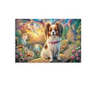 CPLVKWRQJ Scena del cane celeste Pezzo Singolo Ponte Puppy Village Papillon Stampa D'arte Per Parete Regalo Per L'inaugurazione Della Casa Arte Su Tela Singola Punto Focale 20x30inch(50x75cm)