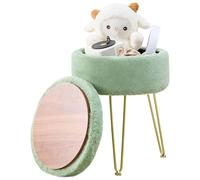 Cplxroc Vanity Sgabello in pelliccia sintetica con contenitore, ottomano 3 gambe in metallo con piedini antiscivolo, seduta imbottita in pelo, sedie moderne multifunzionali per trucco, camera da letto