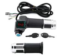 Cpolebev 1 Paio di Impugnatura 'Acceleratore per Bicicletta Elettrica con Display LCD della Tensione della Batteria, Impugnatura 'Acceleratore per Bici Elettrica Universale