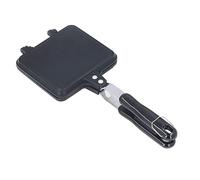 Cpolebev 1 PCS Double Sided Sandwich Maker, Macchina per Torte in Ghisa con Manico Antiscottatura Attrezzatura da Cucina per Falò Camping Pie Lega di Alluminio
