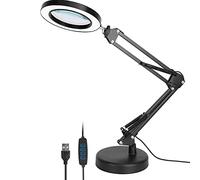 Cpolebev 1 PCS Lente D'Ingrandimento con Luce e Supporto, 3 Modalità di Colore Lampada D'Ingrandimento 10X