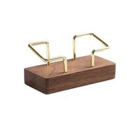 Cpolebev 1 PCS Porta Biglietti da Visita Organizer, Scaffale da Tavolo In Legno + Metallo per Ufficio, da Banco, Colore Noce Nero