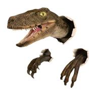 Cpolebev 1 PCS Statua A Parete Velociraptor in Resina, Montaggio A Testa di Dinosauro Scolpita Come Ornamento da Appendere A Parete, Come Mostrato, per Interni Ed Esterni.