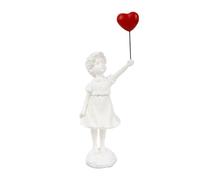 Cpolebev 1 PCS Statuetta di Bambina con Palloncino in Resina Statua Scultura Decorativa da Tavolo Casa Bianca