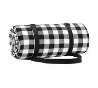 Cpolebev 1 Pezzo di Stoffa da Picnic Tappetino Pieghevole Coperta Morbida Nero- Coperta Impermeabile Pieghevole per Esterni Camping Beach Reticolo 150 cm X 200 cm
