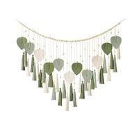 Cpolebev 1 Pezzo macramè Appeso A Parete con Foglie - Grande Decorazione da Parete Boho Chic con Verde in Corda di Cotone per Casa Ufficio
